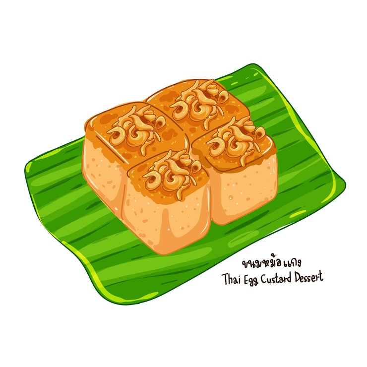 Vector Gratis thai egg custard dessert khanom mo kaeng traditional thai sweet illustration