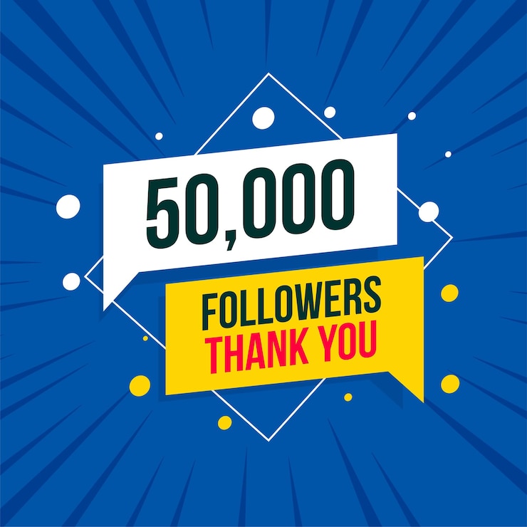 Vector Gratis thank you 50k followers people template for social media group