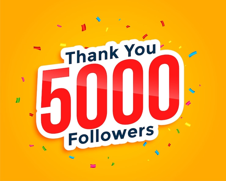 Vector Gratis thank you social media 5k followers and subscribers sticker template