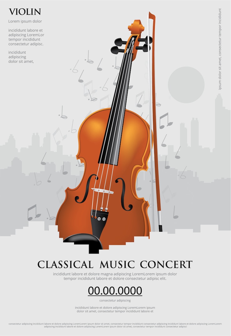 Vector Gratis the classical music concept poster violin illustration