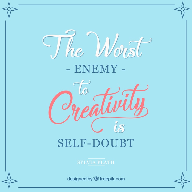 Vector Gratis the enemy of creativity quote in vintage style