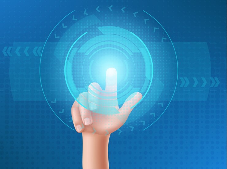 Vector Gratis the human hand presses the button on head-up display