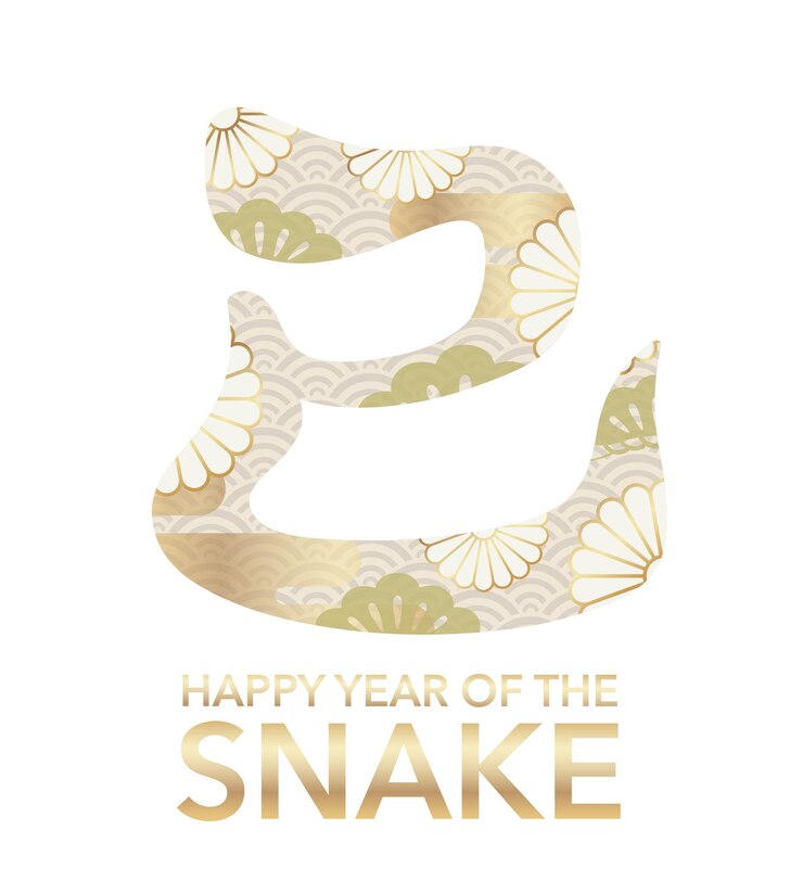 Vector Gratis the year of the snake vector kanji brush calligraphy decorated with japanese vintage patterns