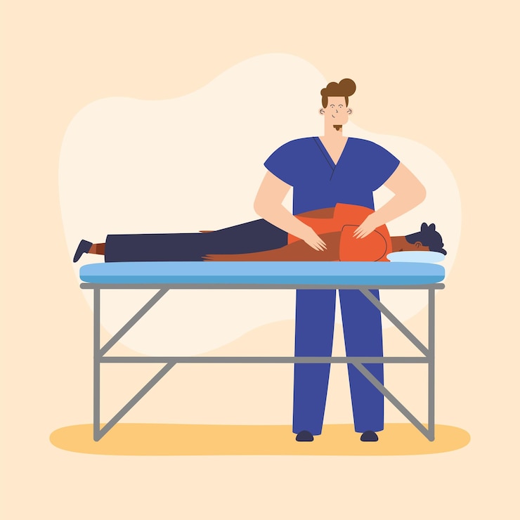 Vector Gratis therapist doing massage to patient characters