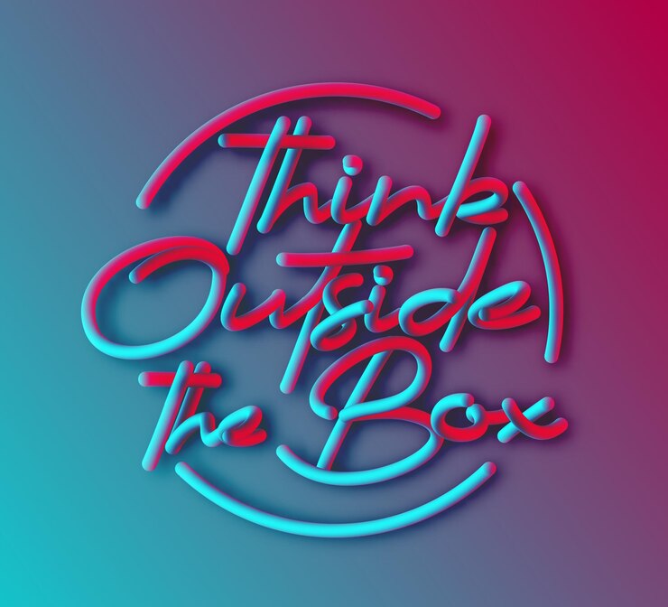 Vector Gratis think outside the box calligraphic 3d pipe style text vector illustration design