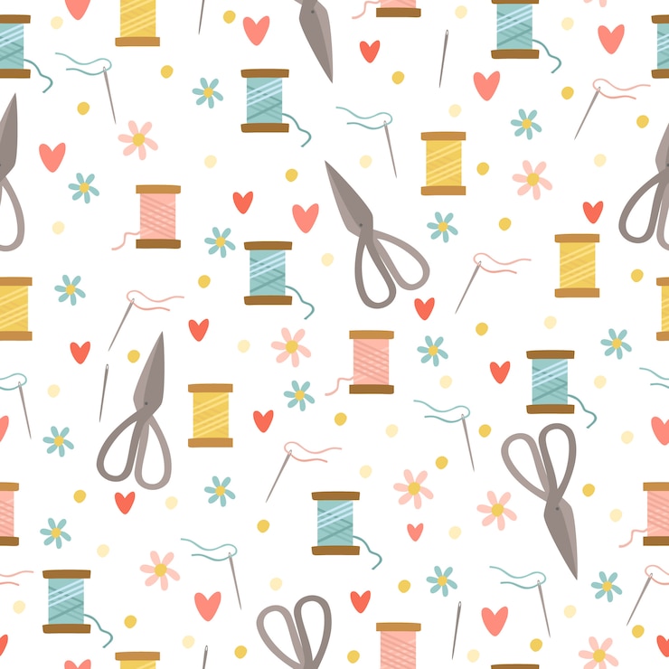 Vector Gratis thread and scissors pattern