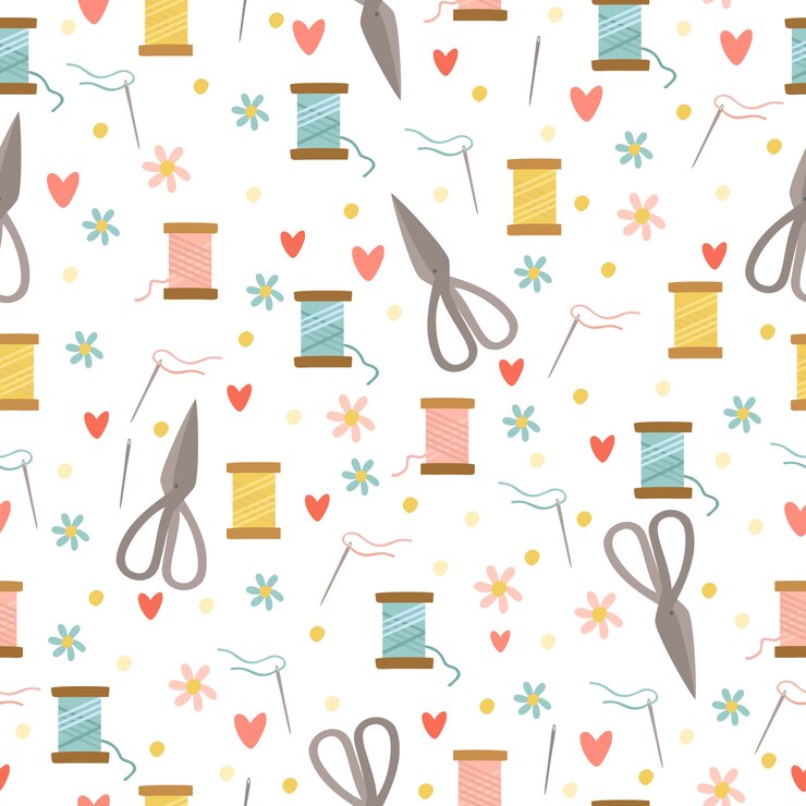 Vector Gratis thread and scissors pattern