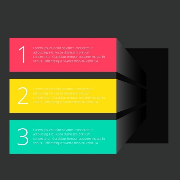 three 3d banners with vivid colors 