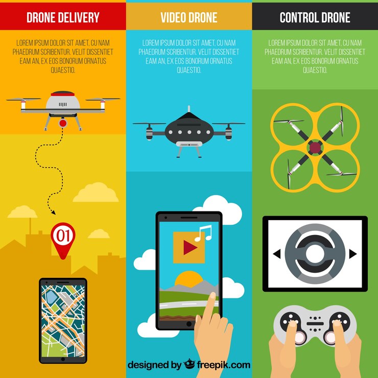 Vector Gratis three colorful drone banners