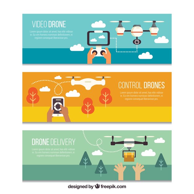 Three delivery drone banners
