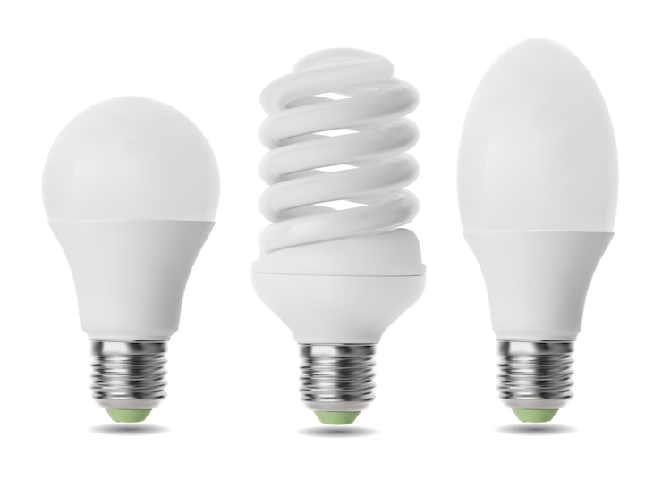 Vector Gratis three saving light bulbs on white background
