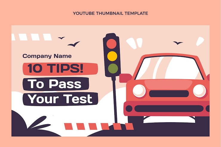 Vector Gratis thumbnail youtube desain datar sekolah mengemudi