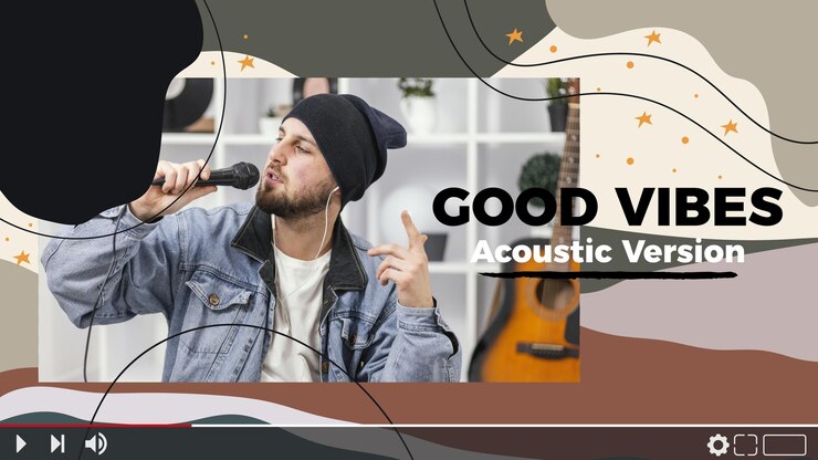 Vector Gratis thumbnail youtube musik abstrak datar organik