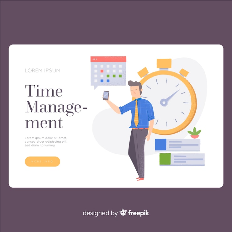 Vector Gratis time management landing page template