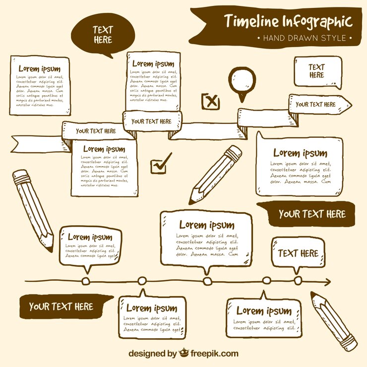 Vector Gratis timeline infographic template in hand-drawn style