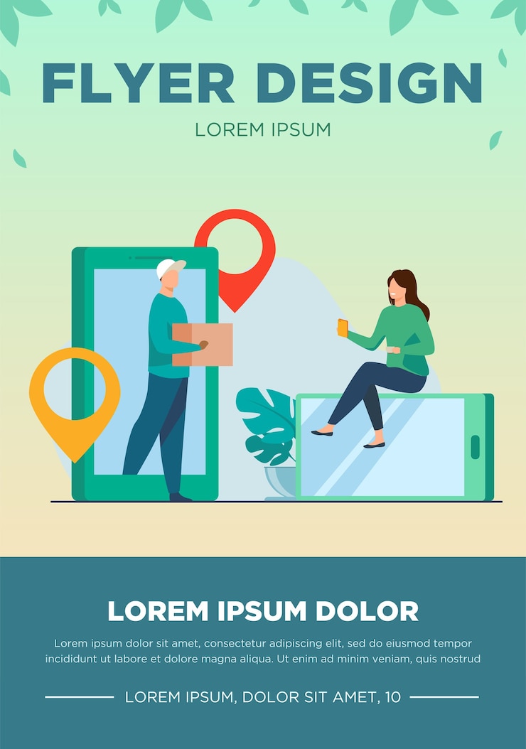 Vector Gratis tiny woman ordering parcel online via smartphone. box, internet, client flat vector illustration. delivery service and digital technology concept 
