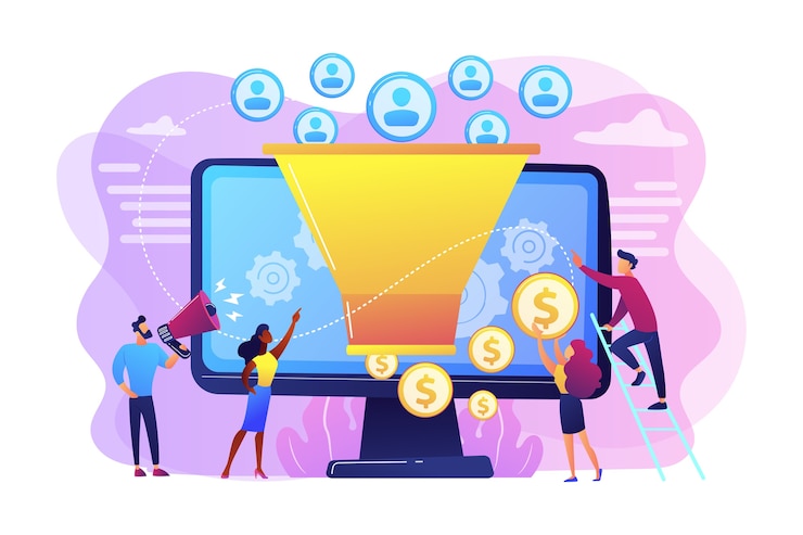 Vector Gratis tips monetisasi. meningkatkan strategi tingkat konversi. menarik pengikut. menghasilkan prospek baru, mengidentifikasi pelanggan anda, konsep strategi smm.