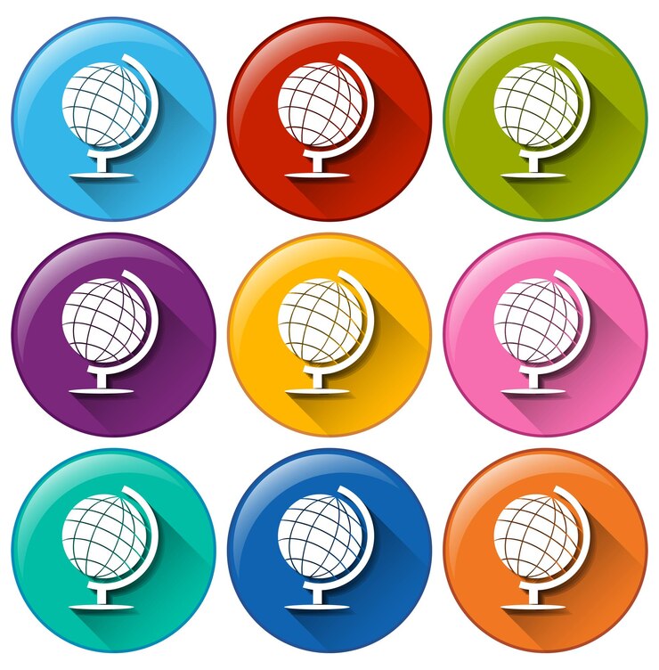 Vector Gratis tombol bulat dengan bola dunia
