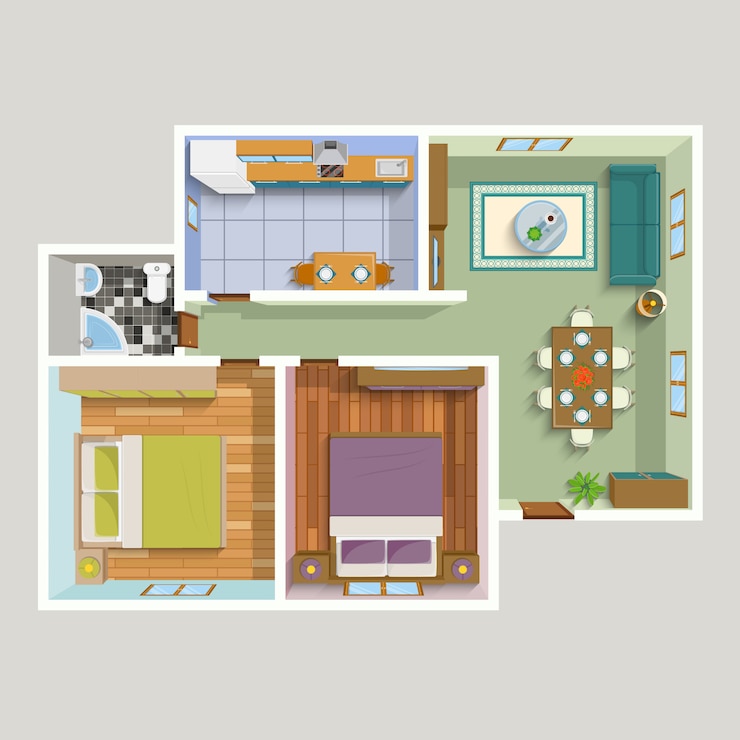 Vector Gratis top view apartment interior detailed plan 