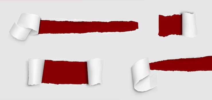 Vector Gratis torn paper roll white rip page edge with hole
