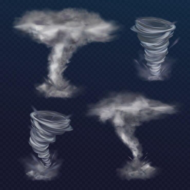 Vector Gratis tornado twister illustration of realistic hurricane wind or cyclone vortex.