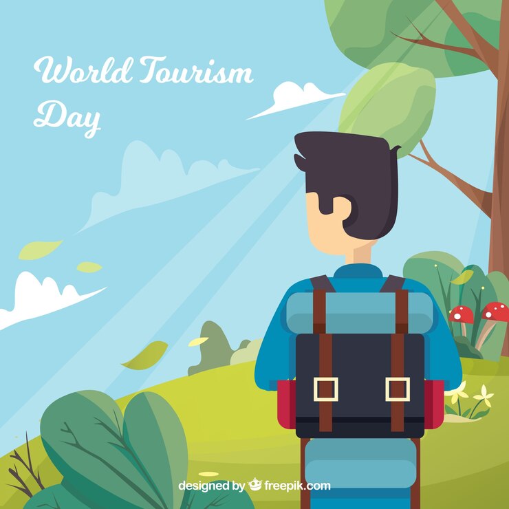 Vector Gratis tourist in the nature with flat design