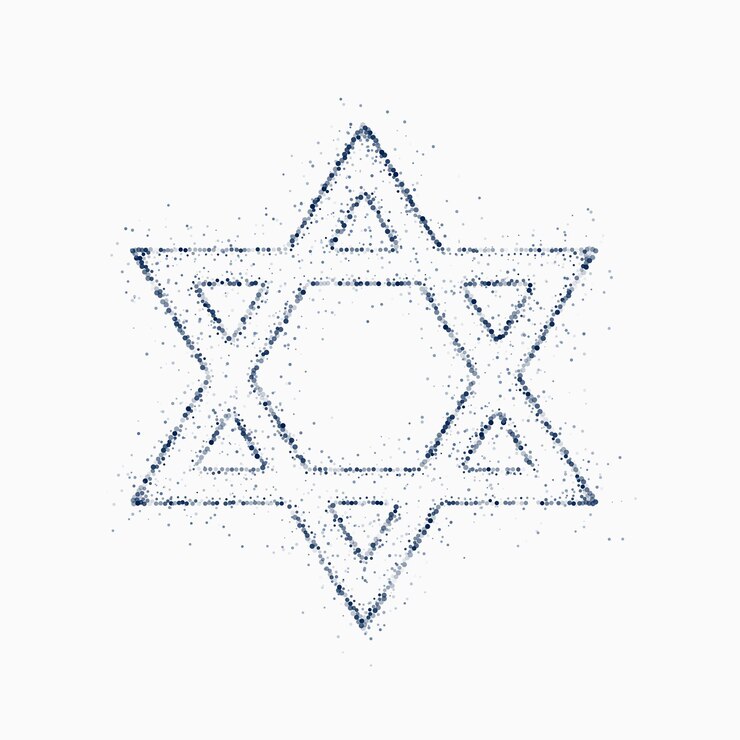 Vector Gratis traditional jewish star icon background with particle effect