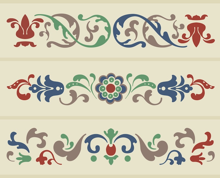 Vector Gratis traditional russian ornament in three versions in vector