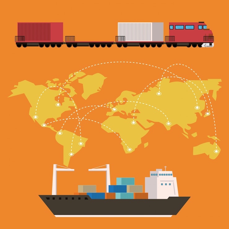 Vector Gratis transportation cargo merchandise logistic cartoon