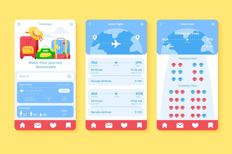 Vector Gratis travel booking app design