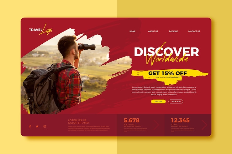 Vector Gratis travel sale landing page template with photo