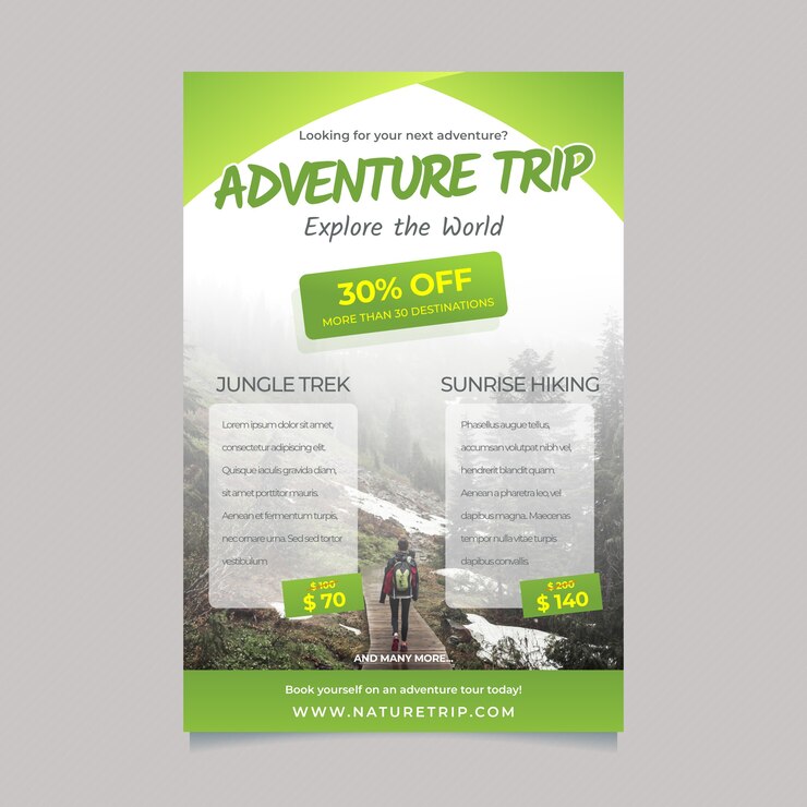 Vector Gratis travelling poster template with details and photo
