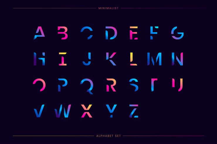 Vector Gratis trendy futuristic letter set
