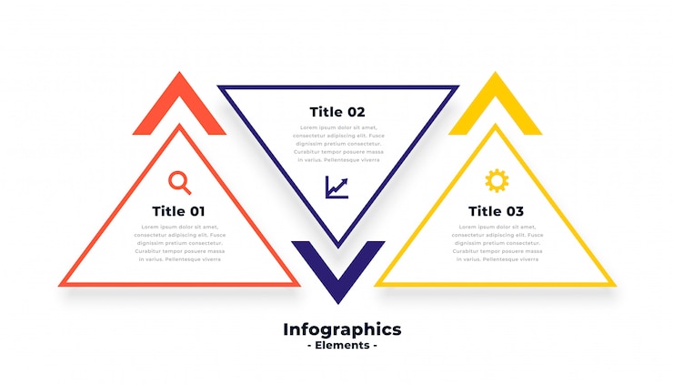 Vector Gratis triangle shape three steps infographics template
