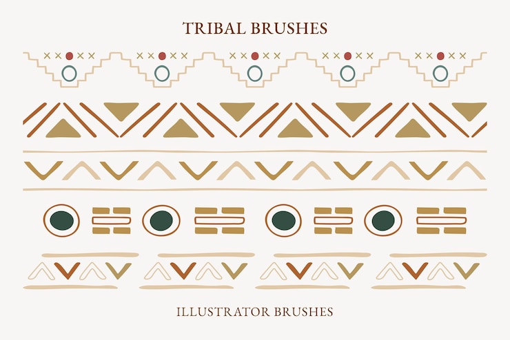 Vector Gratis tribal geometric pattern illustrator brush, vector add-on set