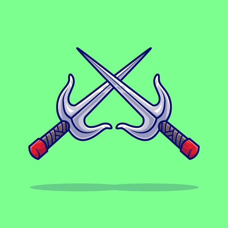 Vector Gratis trisula sword cartoon vector icon illustration. ninja object icon concept isolated premium vector