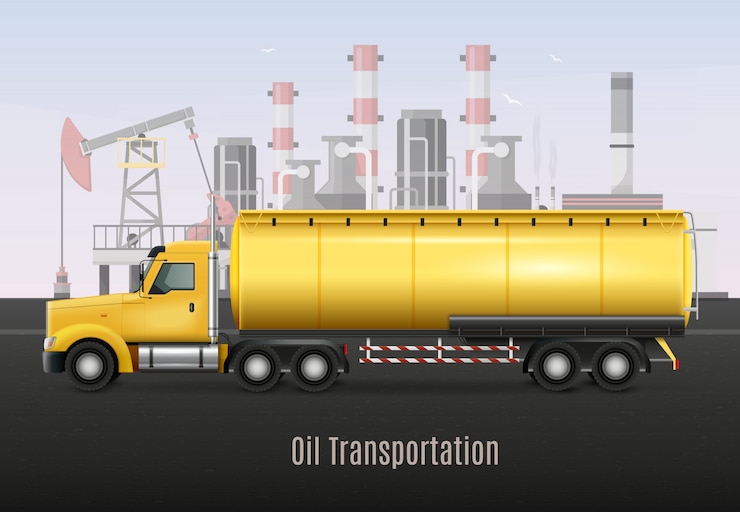 Vector Gratis truk berat berwarna kuning dengan tangki