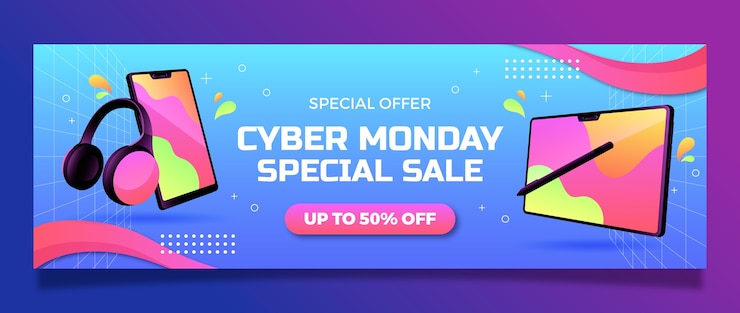 Vector Gratis twitter header template for cyber monday