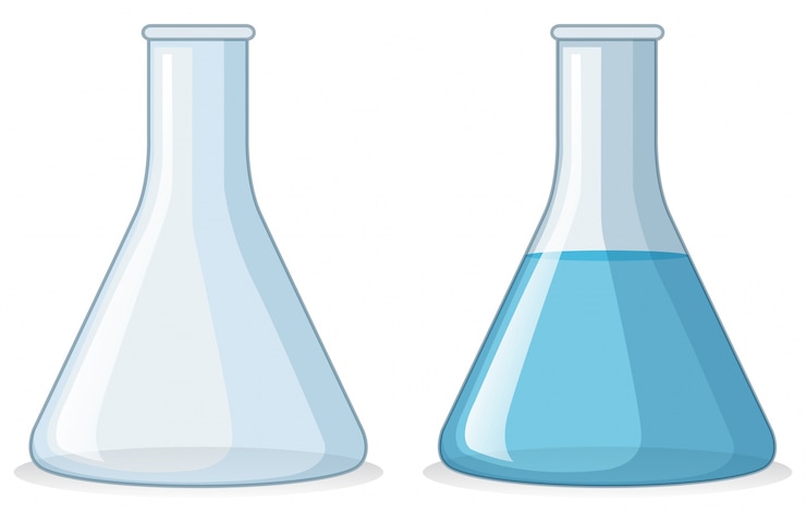 Vector Gratis two beakers with and without water