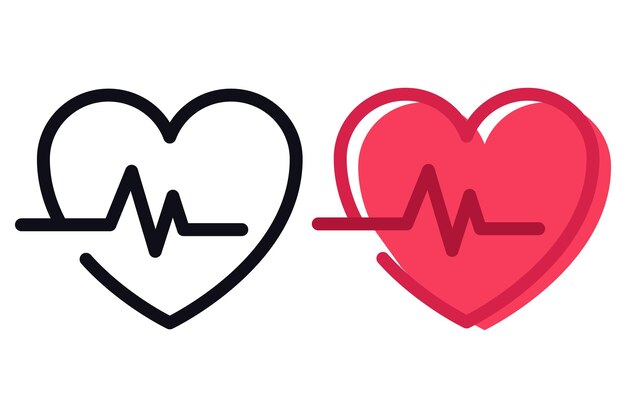 two ecg heartbeat line hearts