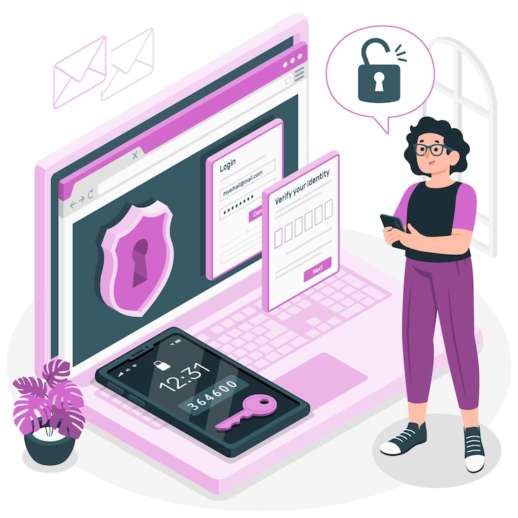Vector Gratis two factor authentication concept illustration