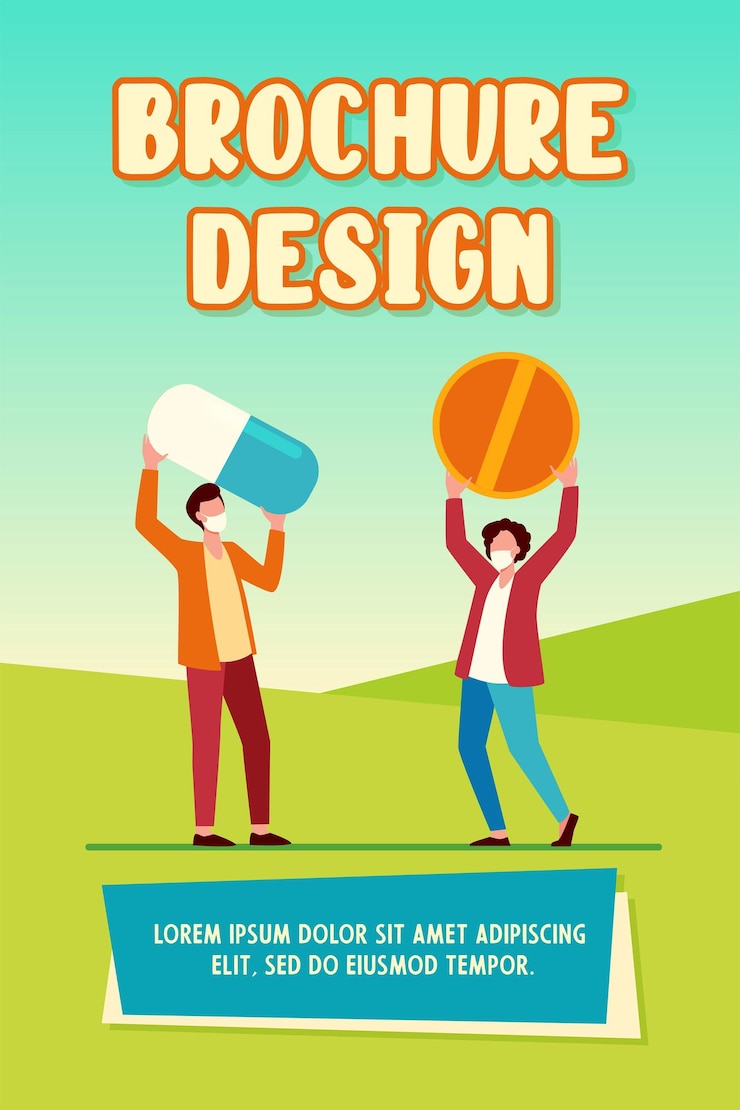 Vector Gratis two tiny guys in masks holding giant pills. coronavirus, pandemic, drug flat vector illustration