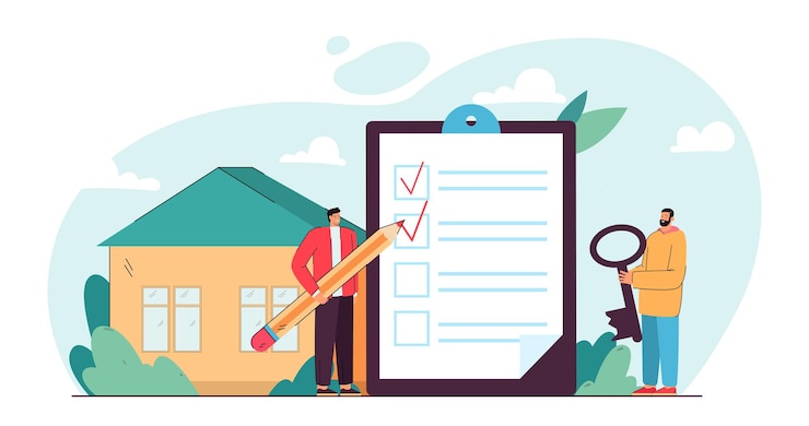 Vector Gratis two tiny men preparing for move. flat illustration