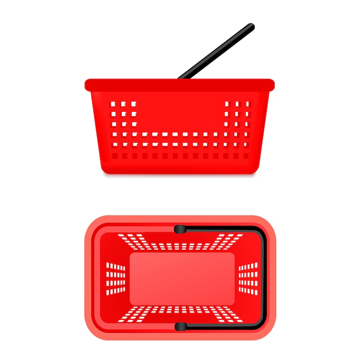 Vector Gratis two views of supermarket basket