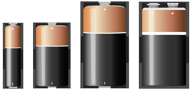 Vector Gratis types of alkaline battery isolated on white background