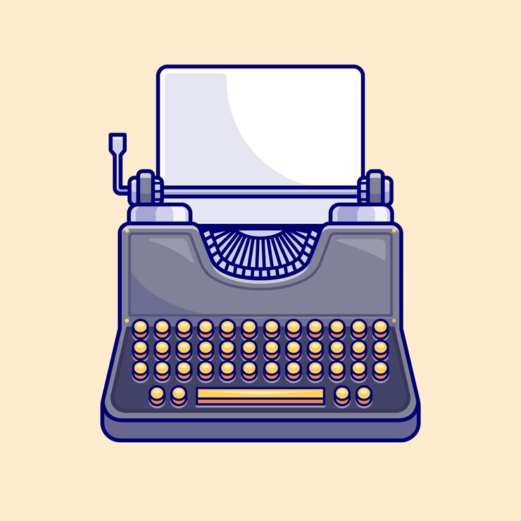 Vector Gratis typewriter cartoon vector icon illustration. technology object icon concept isolated premium vector