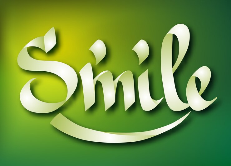 Vector Gratis typographical word template with calligraphic handwritten light smile inscription on green illustration