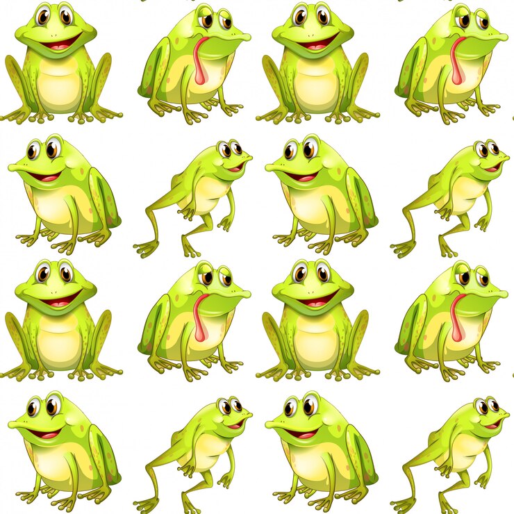 Vector Gratis ubin pola mulus kartun dengan katak