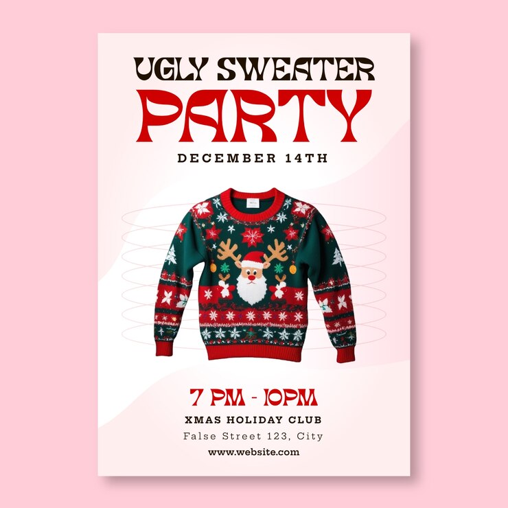 Vector Gratis ugly sweater party  invitation template