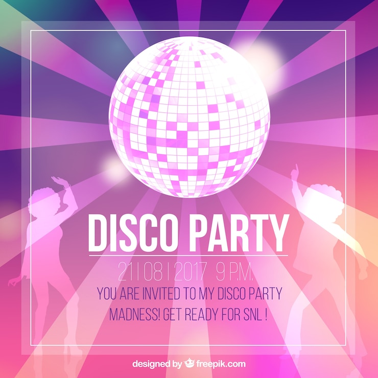Vector Gratis undangan pesta disko